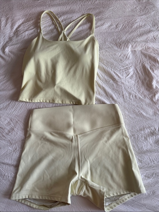 Fabletics Tops - Fabletics Pale Yellow Strappy Tank Top and Shorts